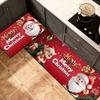 Christmas Santa Kitchen Mat Set, 2-PC Absorbent Non-Slip Floor Rugs for Holiday Decor