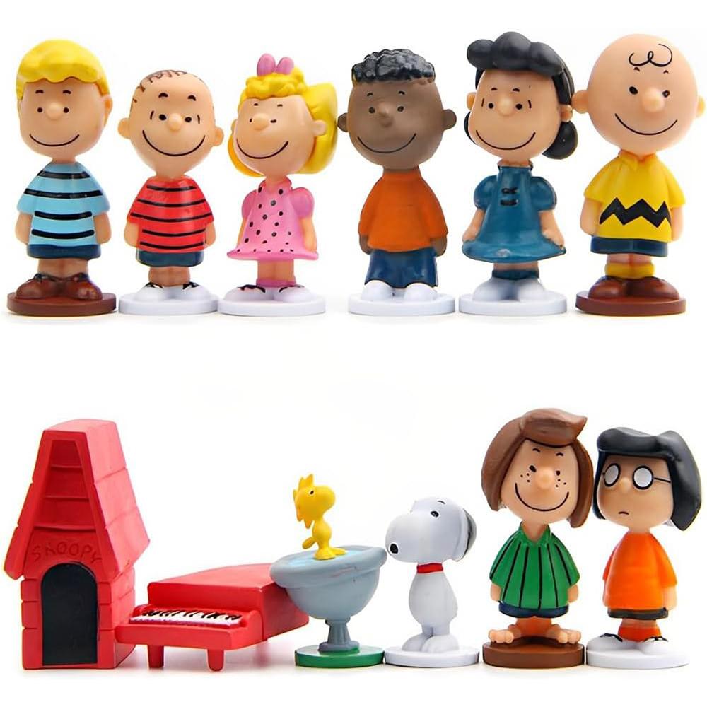 

12pcs For Snopy Mini Figures Cake Decor for Boys Girls Birthday Party Supplies