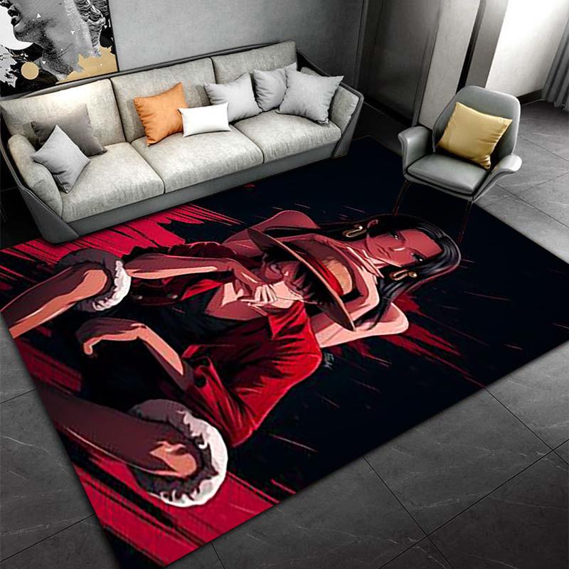 Anime-Style Carpet, Black and Red Design with Two Characters Suitable for Use As an Anti-slip for Living Room Bedroom Sofas