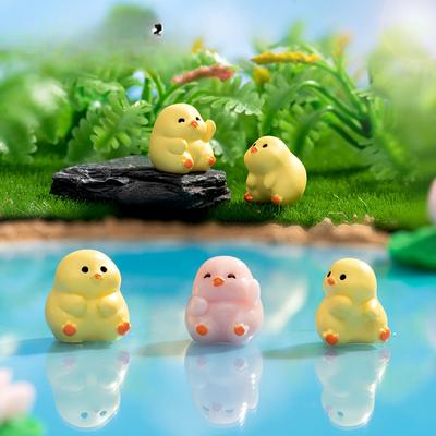 Micro Landscape Cartoon Cute Little Yellow Duck Figure Decoration Diy Decorative Accessories Office Desktop Resin Ornaments