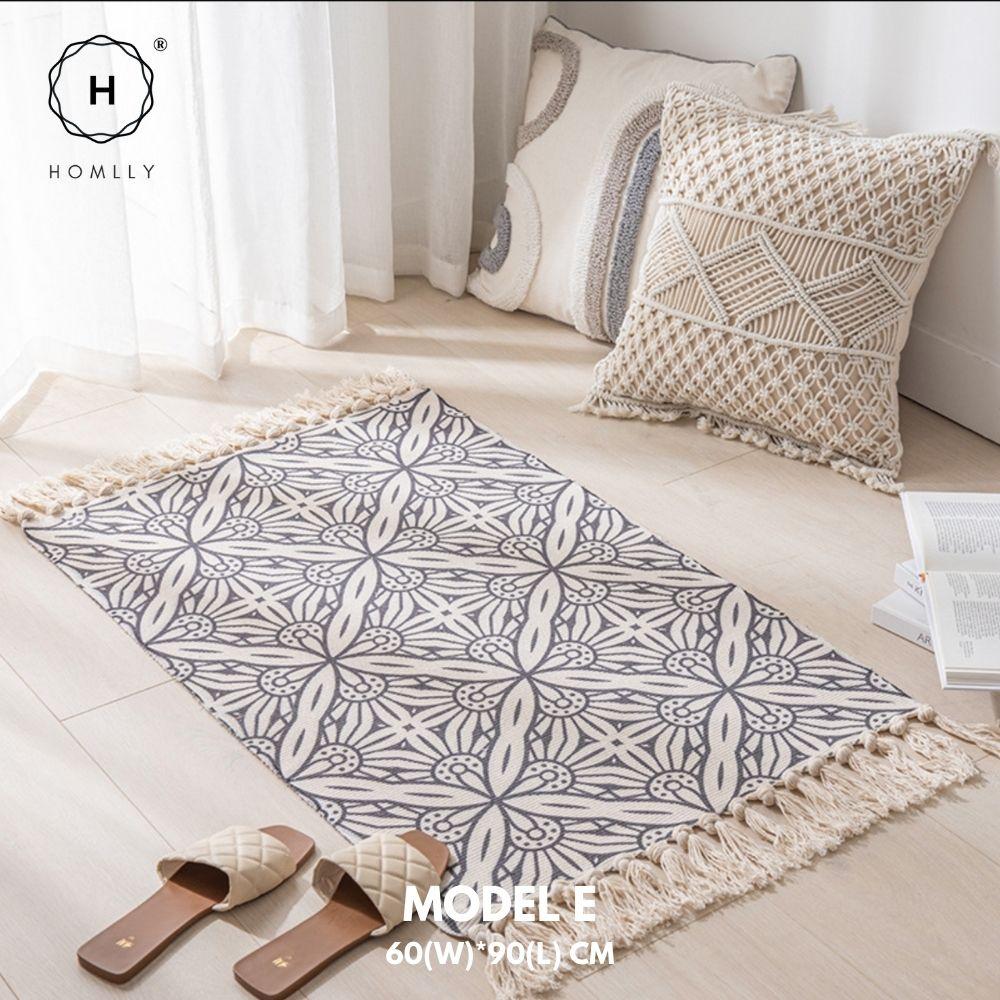 

Homlly Boho Moroccan Tufted Cotton Woven Bath Room Throw Rug Runner with Tassels (60x90cm) Model E