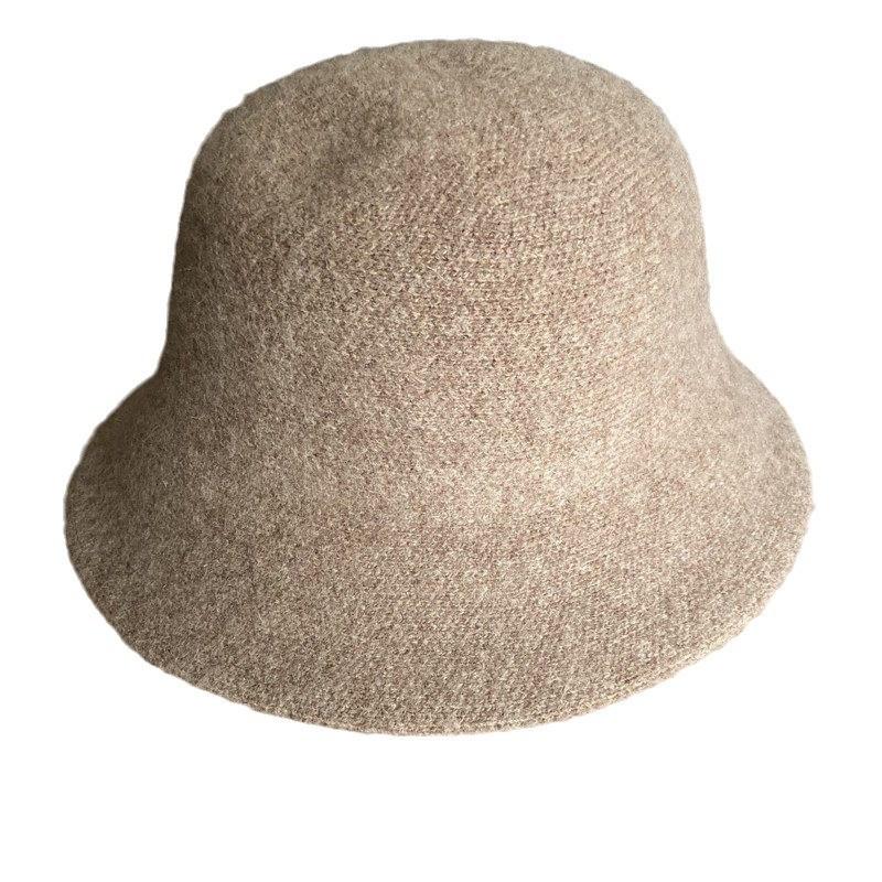 Cashmere Wool Adjustable Fisherman Hat Women's Thickened Autumn and Winter Basin Hat Woolen Japanese Style Small Brim Short Brim Fisherman Hat