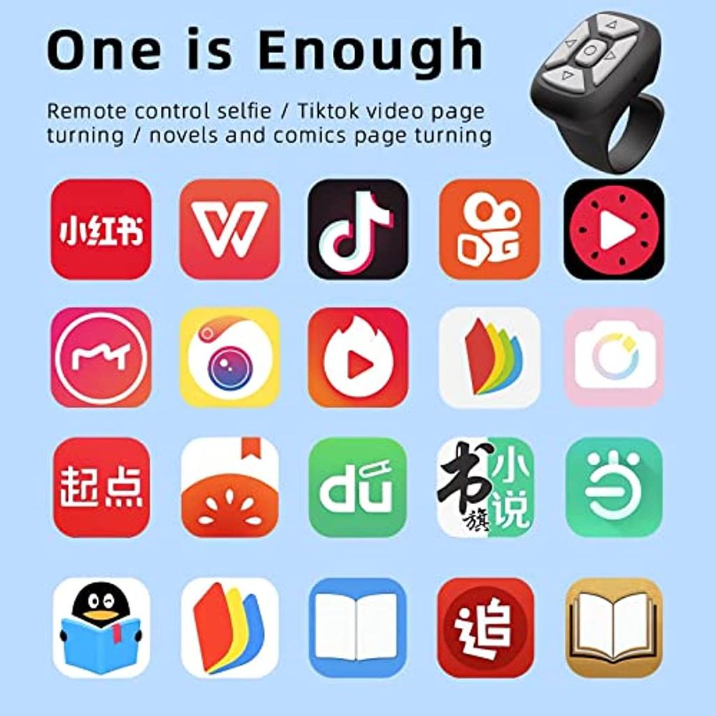 TIK TOK Mobile Phone Remote Control Bluetooth Page Turner for OS 15.0 Android 8.0 or Above for iPhone/iPad/HarmonyOS