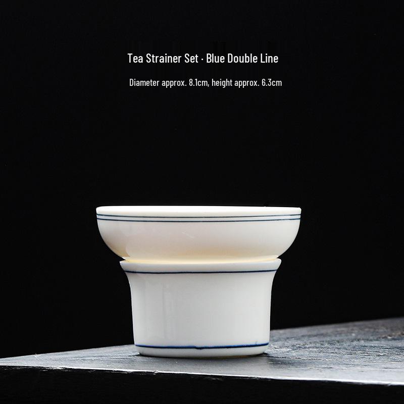Blue & White Antique-Style Gongfu Tea Set: Teapot, Lid, Bowl, Teacup, Fairness Cup, Filter, Custom Logo Available