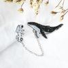 Women Brooch Cute Clothing Badge Adorable Whale Shape Shining Inlaid Collar Needle