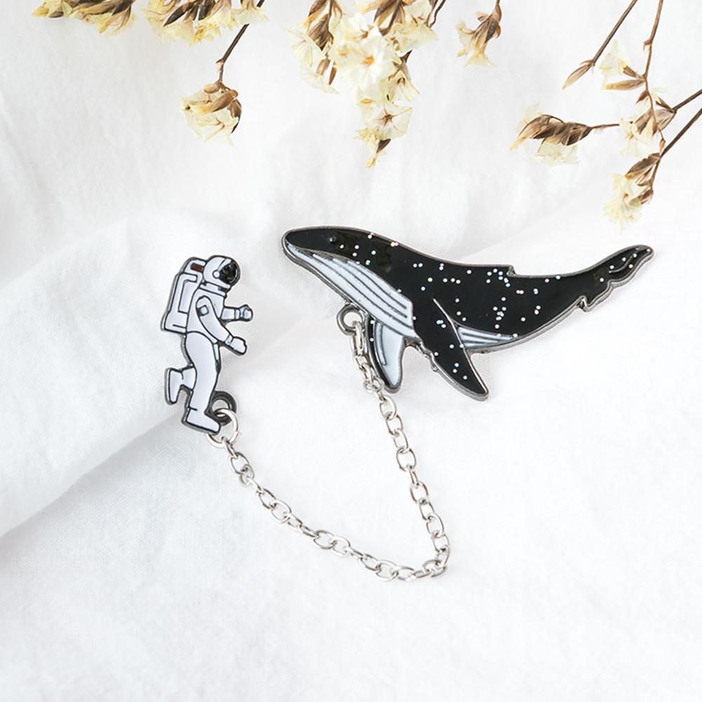Women Brooch Cute Clothing Badge Adorable Whale Shape Shining Inlaid Collar Needle
