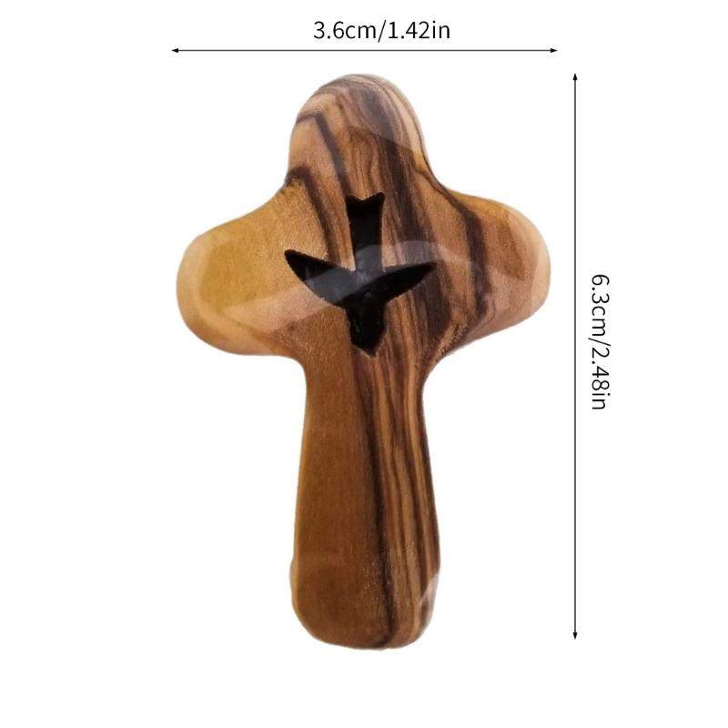 Olived Pocket Crosses Comfort and Prayer Crosses Hand Held Wooden Crosses Small Palms Size Crosses for Women Men