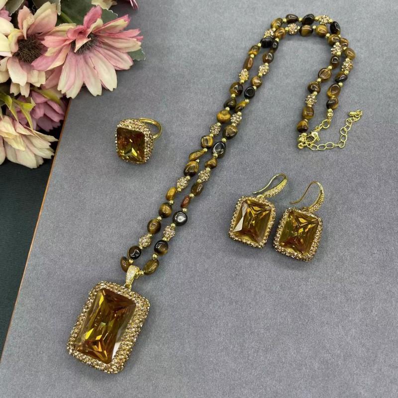 Geometric Star Moon Cloud Universe Set With Rhinestone Inlay Acrylic Pendant Snake Chain Jewelry Women