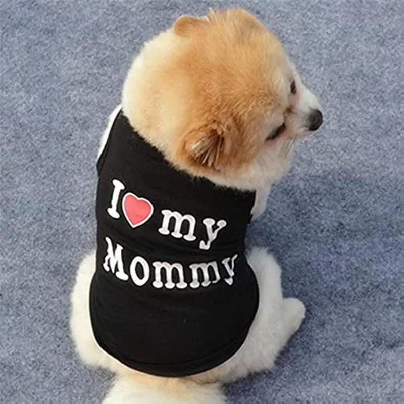 Dog Vest I Love My Mommy Daddy Puppy T-Shirt Summer Sleeveless Pet Clothing for Small Medium Dogs Cats Apparel