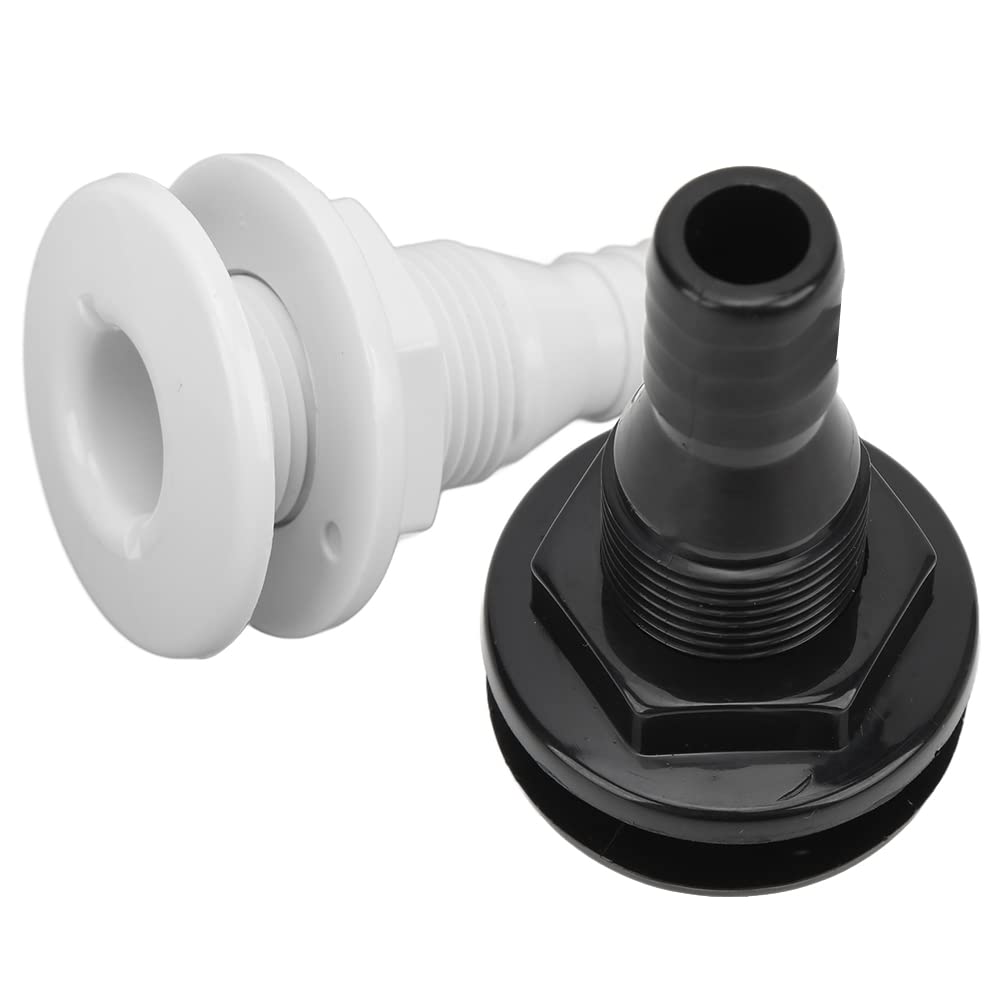 Kriccekal Boat Drain ABS 3/4" Black Through Hull Connector Hose Coupling Drain Replacement Hardware