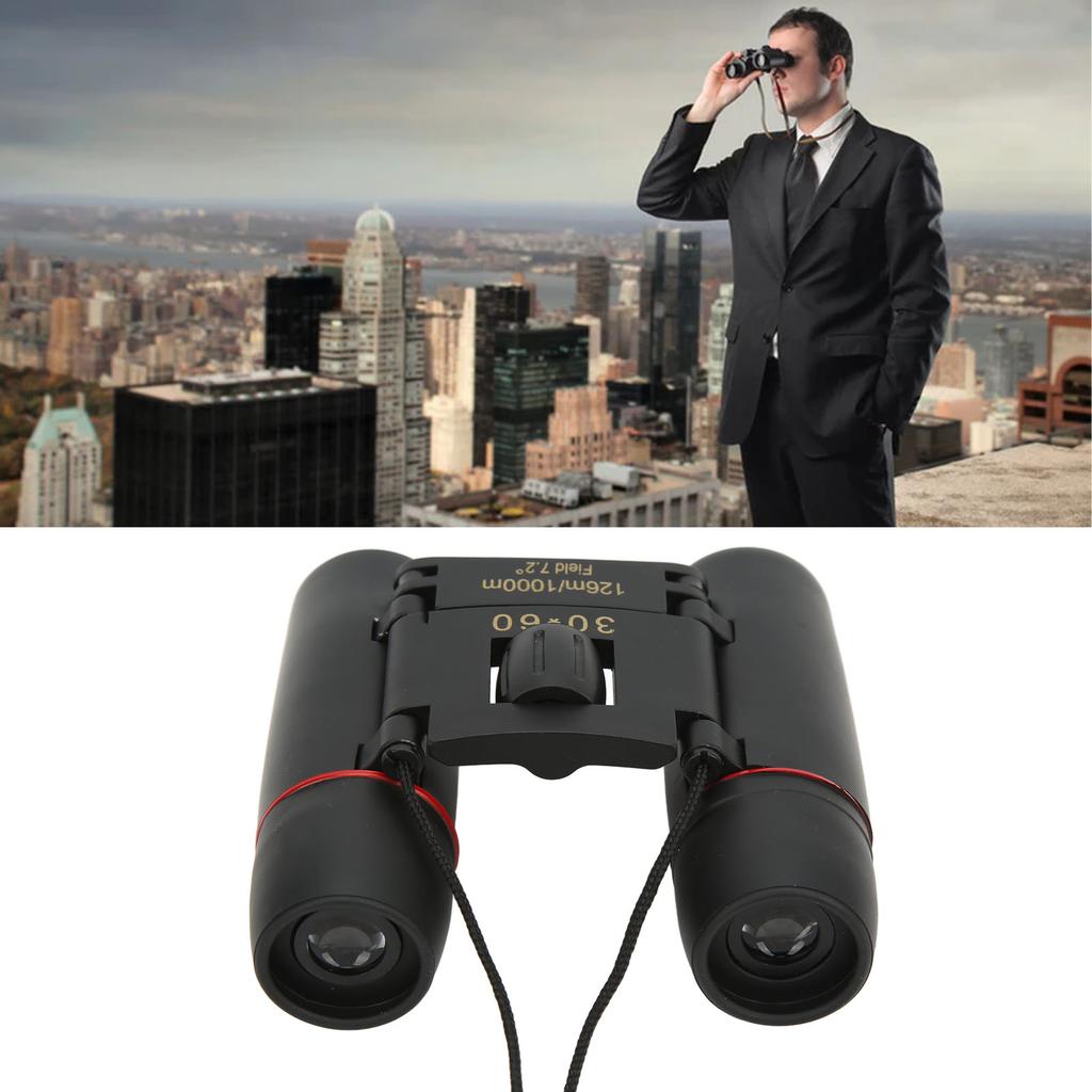 30x60 Compact Binoculars Clear Low Light Vision Easy Focus Portable Foldable HD Binoculars for Kids and Adults