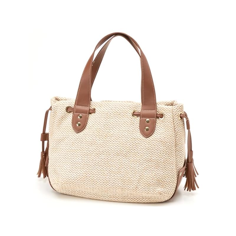 

[Rubaga Jerry] tote bag side tassel summer tote M size Ivory(33)