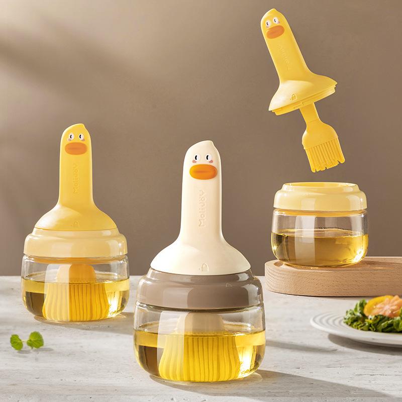 Silikonölbürste mit integriertem Ölspender zum Kochen, Backen, Grillen und Braten, Haushaltsküchenwerkzeug, Entendesign