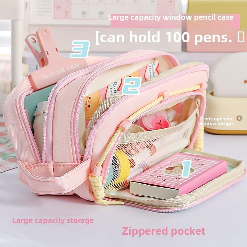 Style Dopamine Collie Dog Large Capacity Pen Bag With Magic Tape For Stationery Storage