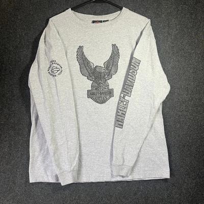 Harley-Davidson Gray Long Sleeve T-Shirt Eagle Logo Texas Limited American Retro