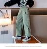 Korean Style 2024 Western-Style Two-Piece Letter Top and Overalls for Girls