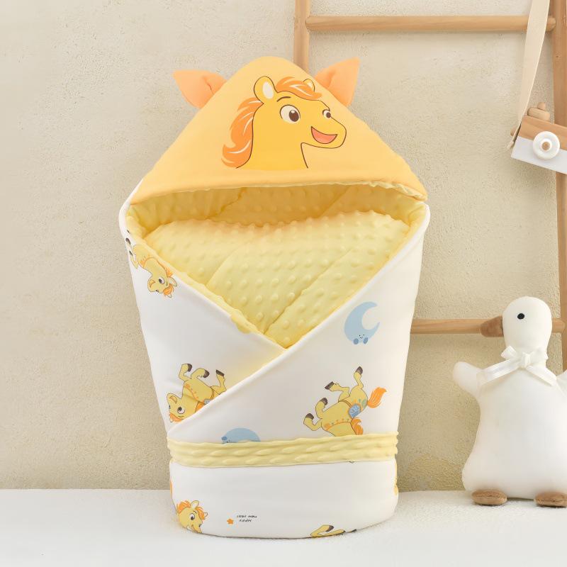 Year of the Horse Baby Swaddling Blanket - Pure Cotton, Thickened for Spring/Autumn, Perfect for Newborns in Delivery Room or Outdoor Use