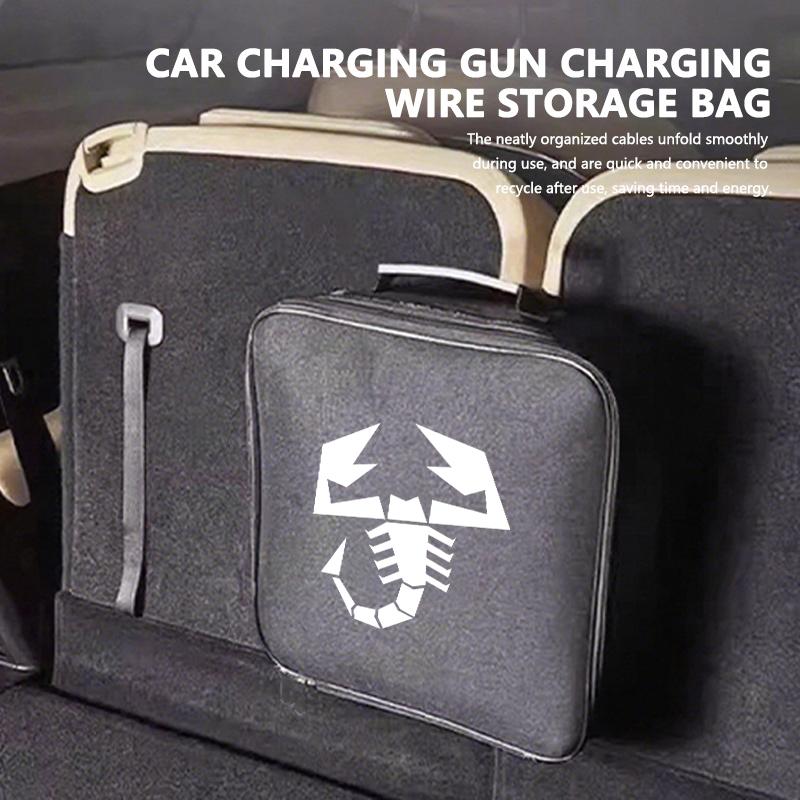 VOPL3 Oxford Cloth Car Charge Cable Case Organiser Waterproof Charging Gun Storage Bag For Abarth FIAT Doblo Freemont 500 Idea Linea