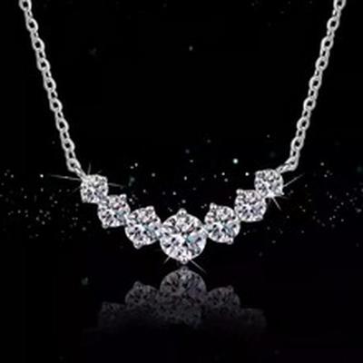 Elegante Collana con Ciondolo in Argento con Moissanite e Zirconio da Donna - Catena Choker Lucida