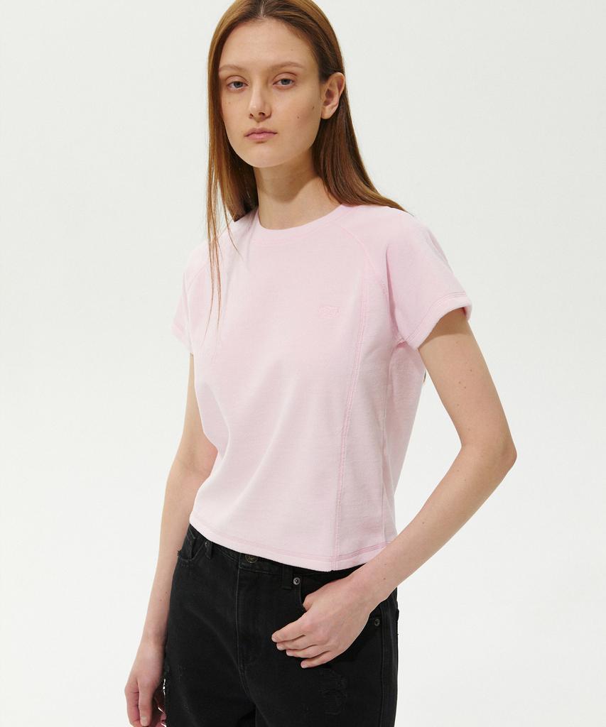 PLAC WOMEN Velour Raglan Short Sleeve T-Shirt Pink