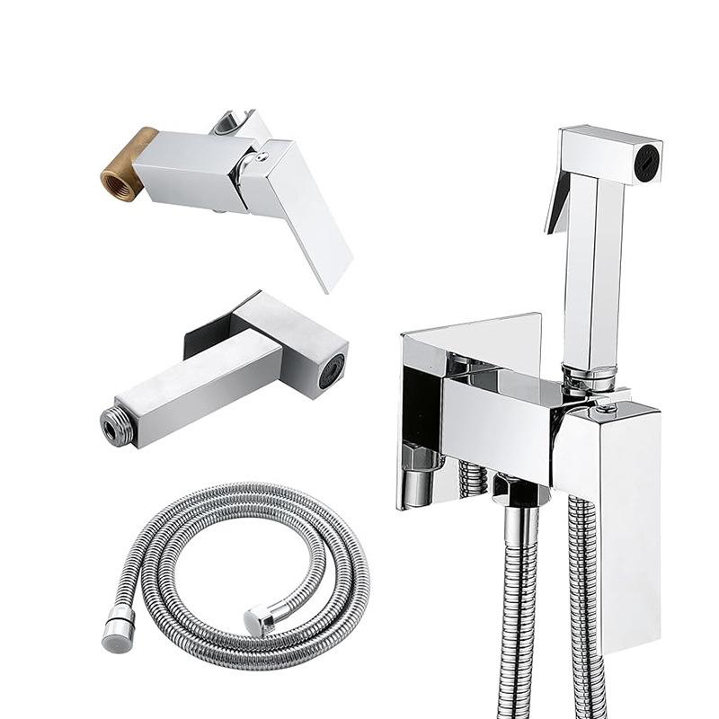 Matte Black Hot Cold Bidet Sprayer Kit Brass Mixer Valve Handheld Shattaf Set Stainless Steel High Pressure for Toilet Wash