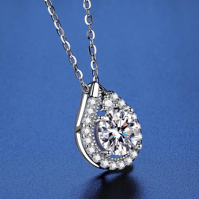 Bague Ringen S925 Sterling Silber Halskette Moissanit Schmuck für Frauen Wassertropfenförmiger Anhänger mit acht Herzen und acht Pfeilen