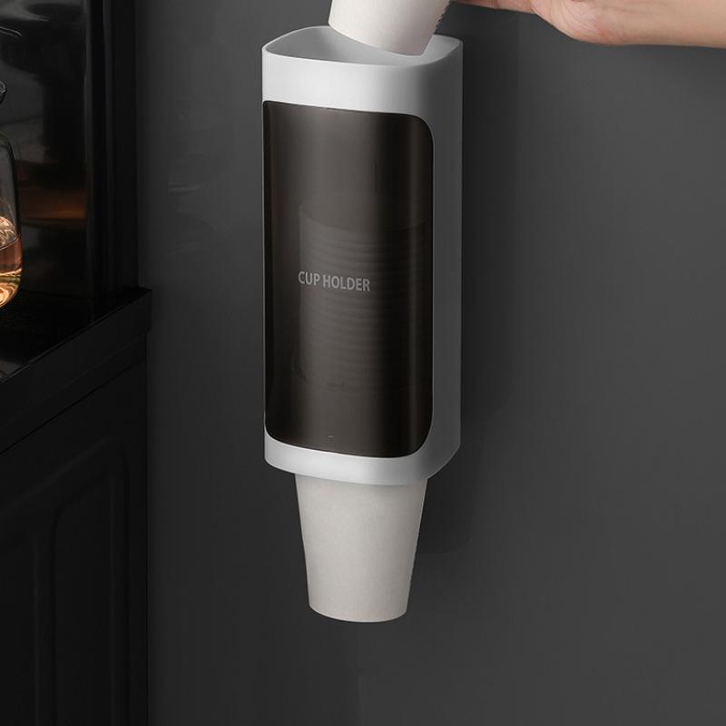 Household Disposable Cup Holder Water Dispenser Storage Paper Cup Rack Space-Saving Taker Automatic Cup Dropper Organizer