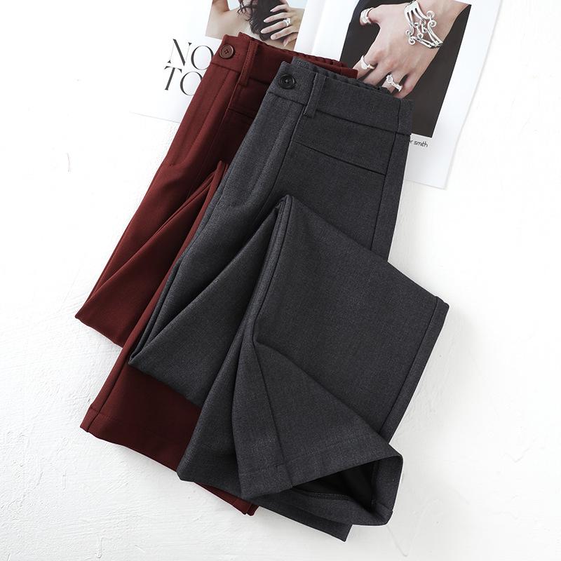 Ankola Red Tencel Wool Women's High Waist Casual Wide-Leg Pants - Autumn/Winter 2024 Collection
