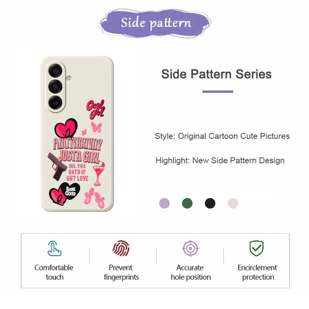 For Samsung Galaxy A17 5G/A17 4G Case Pink Elements Pattern Printing Straight Edge TPU Phone Back Cover