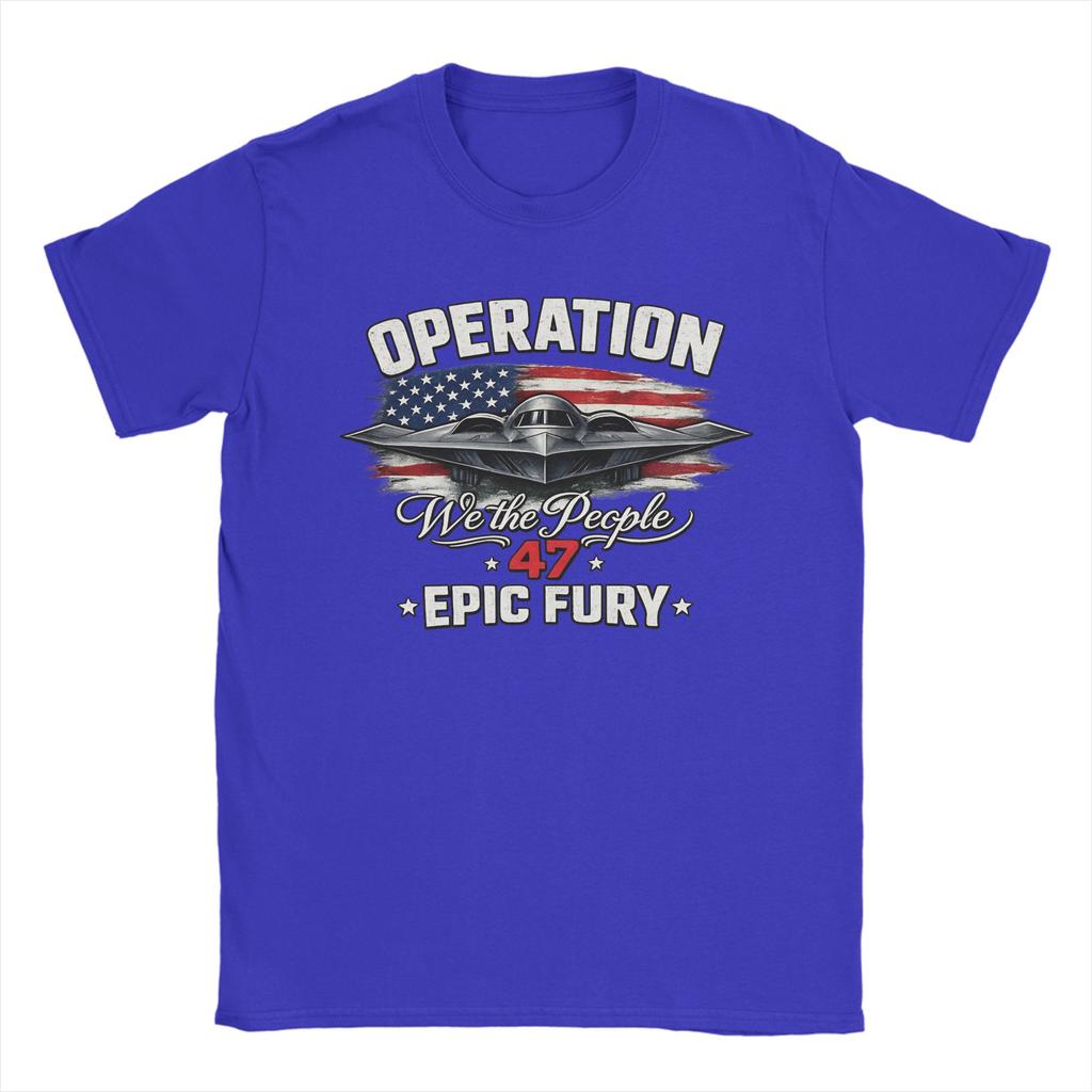 Operation Epic Fury Amerikanische Flagge Grafik Patriotische Düsenjäger T-Shirts für Unisex Mode T-Shirts Rundhals Kurzarm Tops