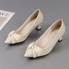  Zapatos De Mujer Women Cute Pointed Toe Bow Tie Black Leather Stiletto Heel Shoes Lady Party Night Club Pumps Ab695