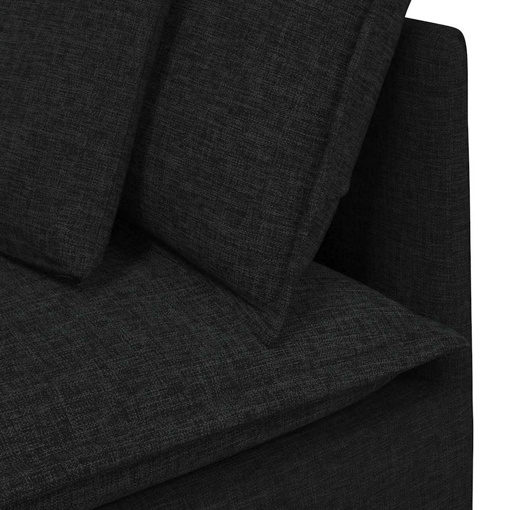 Modular Sofa with Ottoman Cushions Fabric Black