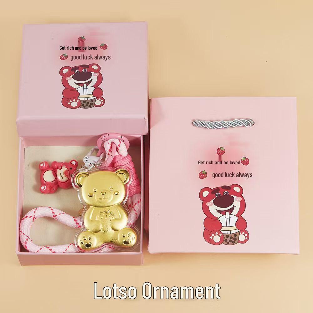 Solid Gold Hello Kitty Cat Pendant Keychain Charm for Mobile Phone or Bag