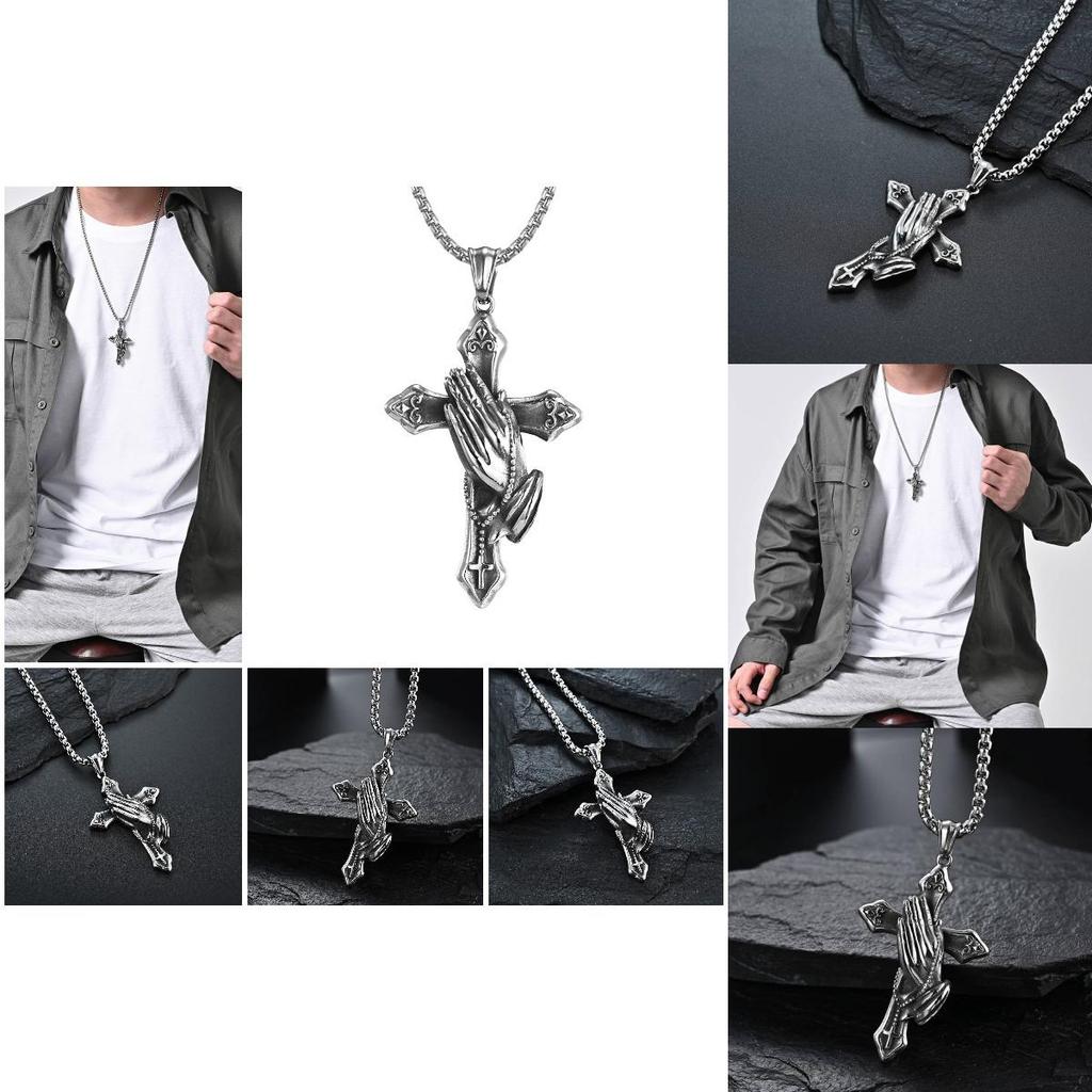 Herren Edelstahl Jesus Christus Gesicht Kruzifix Kreuz Anhänger Halskette Modisch Und Religiös
