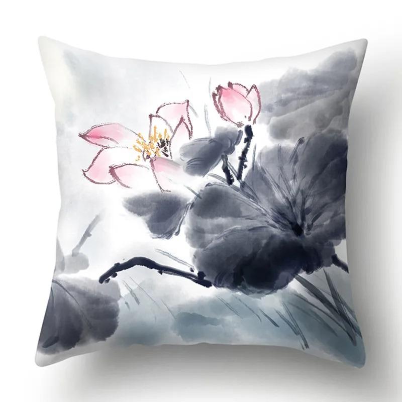 Ink Landscape Painting Pillowcase Bedroom Room Home Decoration Office Seat Living Room Sofa Cushion Cover 45x45cm