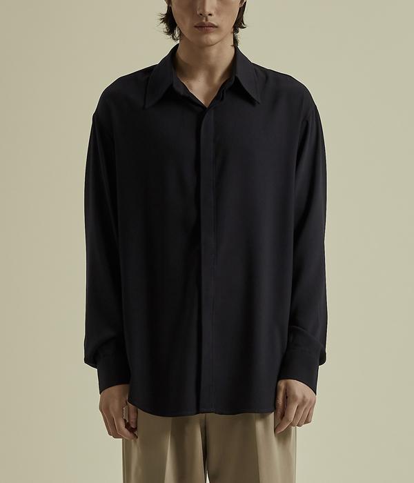 Marbete Hidden Big Collar St Shirt Navy Navy/L