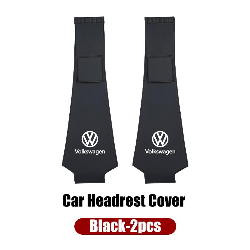 Leather Car Headrest Anti Dirty Protective Cover For VW Tiguan CC Jetta Polo Golf Passat Scirocco T-ROC TouaregNO4