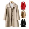 Manteau ample pour femme, couleur unie, épais, résistant au froid, simple boutonnage, revers, mi-long, manches longues, poches, automne et hiver