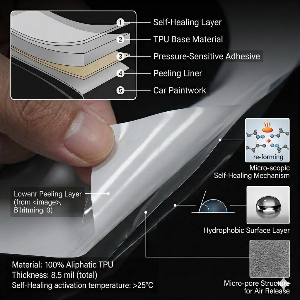 6.5/7.5/8.5mil Car TPU High Stretchable Transparent Film Vehicle Anti-scratch Protection Wrap Cover Self Healing Accessories
