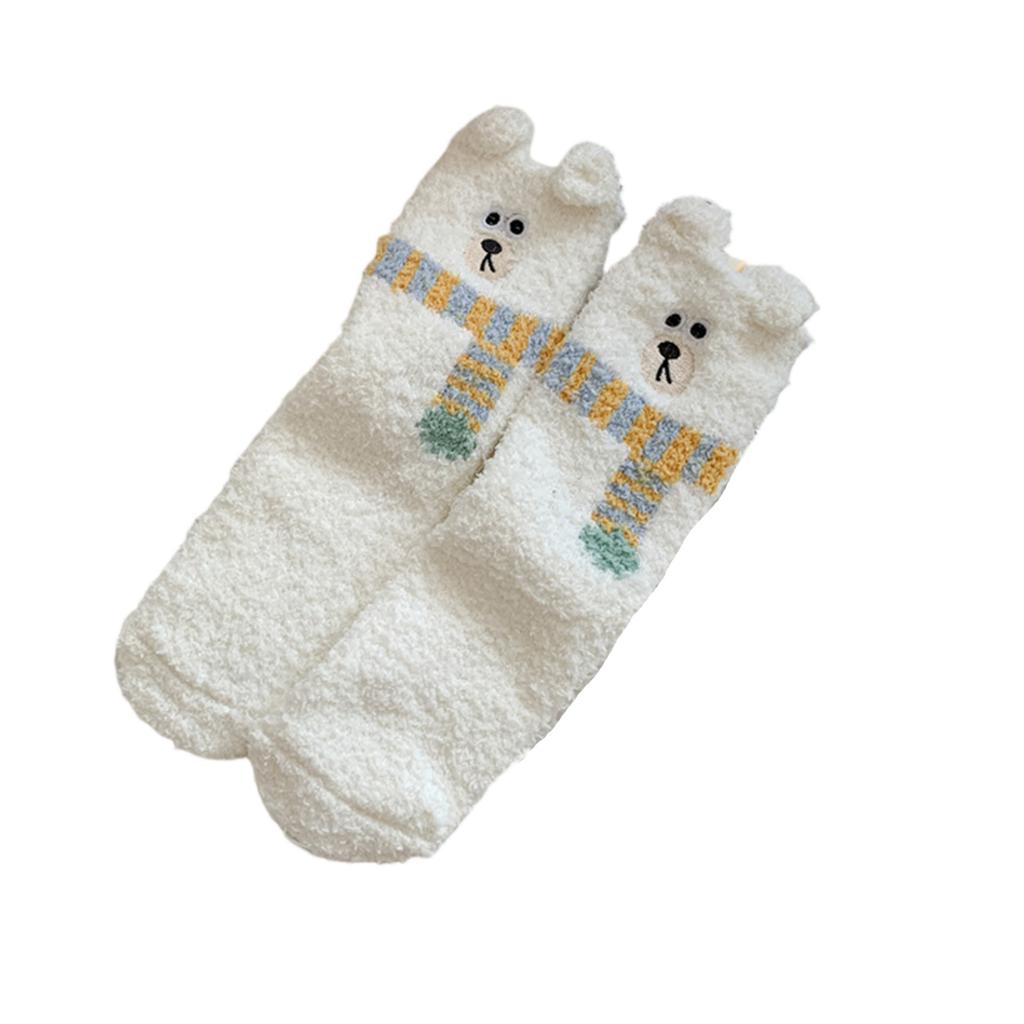 Calcetines de Invierno Cálidos y Peludos para Mujer, para Casa, Suelo, Dormir, Animales Lindos 3D, Forro Polar Grueso, Calcetín Borroso, Moda Japonesa, Estilo Coreano 2025