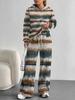 Striped European and American Autumn Casual Geometric Figure Long-sleeved Suit Women's Hooded Sweater Trousers Two-piece Set