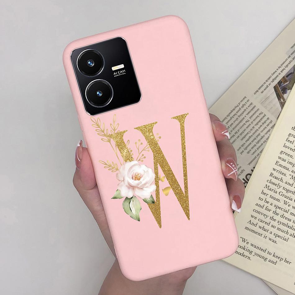 Flower Letters Case For Vivo Y22 2022 Y22S Matte Silicon Soft TPU Back Phone Cover For VivoY22 Y 22 22S Case Funda Bumper Shell