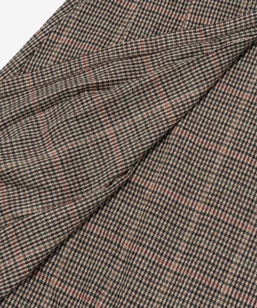CARGOBROS FOR WOMAN Wool Check Pleated Wrap Midi Skirt (Brown)