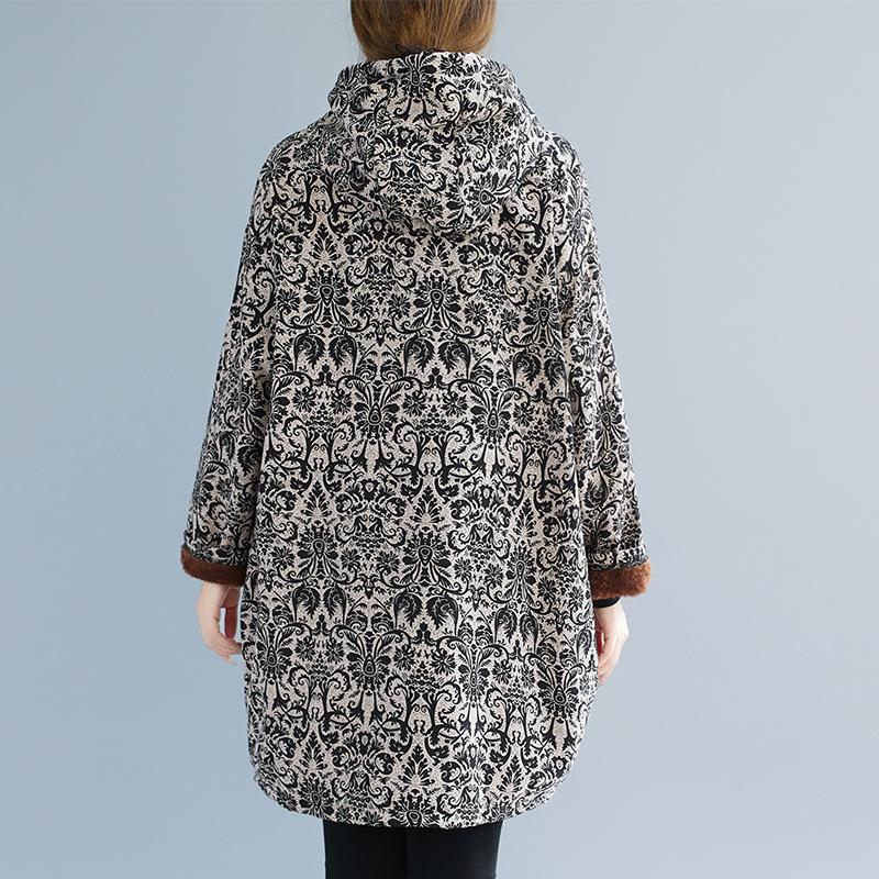 Long Sleeve Plus Size Cotton Hooded Vintage Floral New In Dresses for Women Casual Loose Mini Spring Autumn Winter Dress