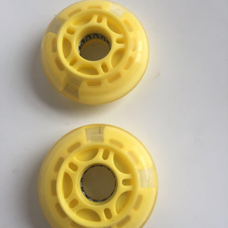 Glitter Luminous Transparent PU Wheels for Roller Skates, Inline Skates, & Skateboards - Crystal Design, Size 70x24/64x24