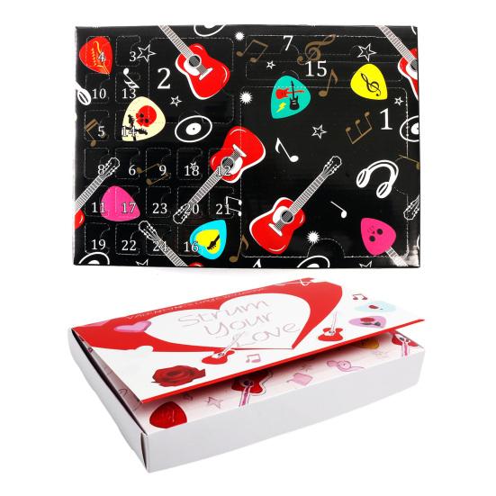 Yousheng Valentine's Day Guitar Picks Advent Calendar 24-Day Countdown Calendar with Guitar Picks And Accessories for Guitarists Music Lovers