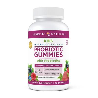 Kids Nordic Flora Probiotic Gummies with Prebiotics 1.5 Billion Merry Berry Punch Taste, 60 Gummies