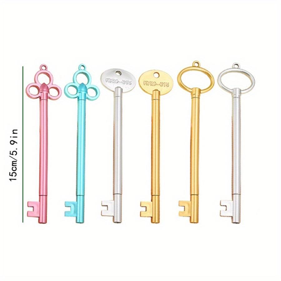6pcs Creative Stationery Key Shape Gel Pen Cute Cartoon Office Retro Water-based Signature Pen