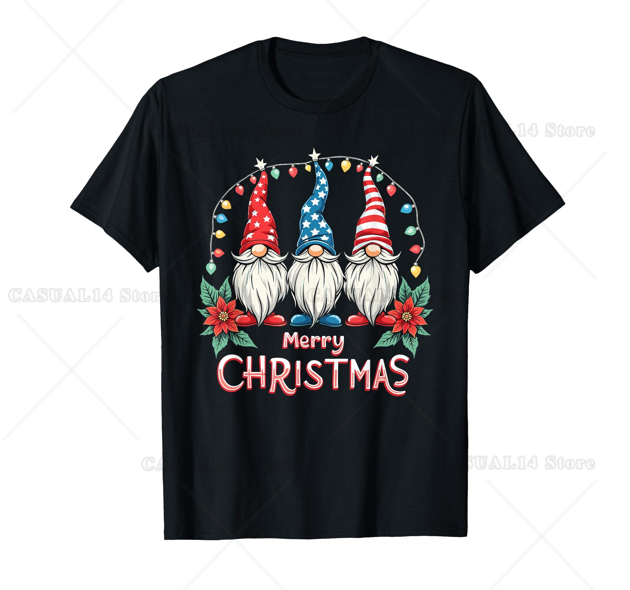 Merry Christmas Gnomes Holiday Cheer for Everyone USA Flag T-Shirt S