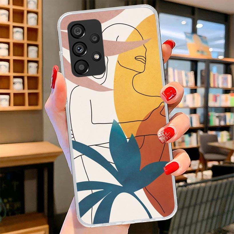 Abstract Women Face Line Phone Case For Samsung Galaxy A17 A37 A57 A16 A26 A36 A56 A15 A25 A35 A55 A14 A24 A34 A54 A13 A23 A33 A
